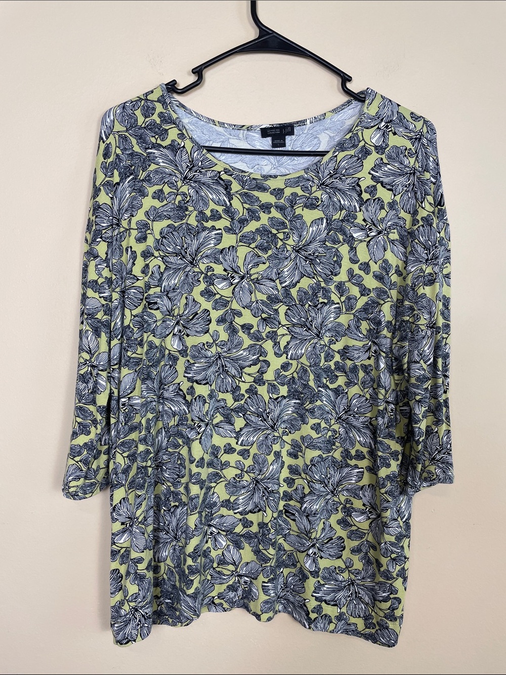 J. Jill Wearever Collection Women’s Floral Print Casual Comfy 7/8 Sleeve Shirt